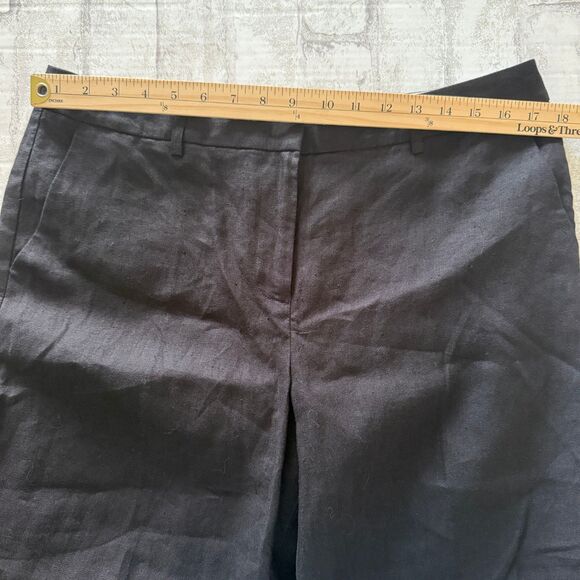 Talbots Windsor Curvy Black Linen Pants Wide Leg Breezy Polished Essential 12P - Picture 6 of 9